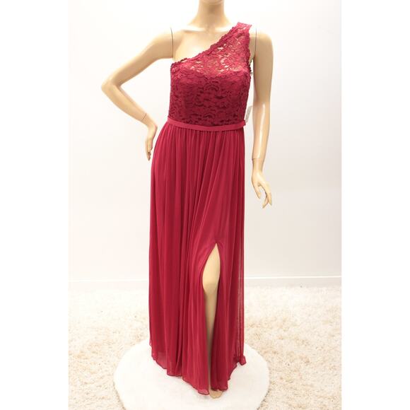 New One Shoulder Formal Bridesmaid Dress Women's 10 Apple Red Goddess Party Prom - Picture 1 of 10